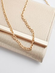 Gold Clutch Bag With Detachable Cross-Body Chain - Image 6 of 9