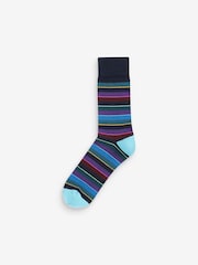 Blue Stripe Pattern Socks 5 Pack - Image 2 of 7