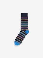 Blue Stripe Pattern Socks 5 Pack - Image 3 of 7
