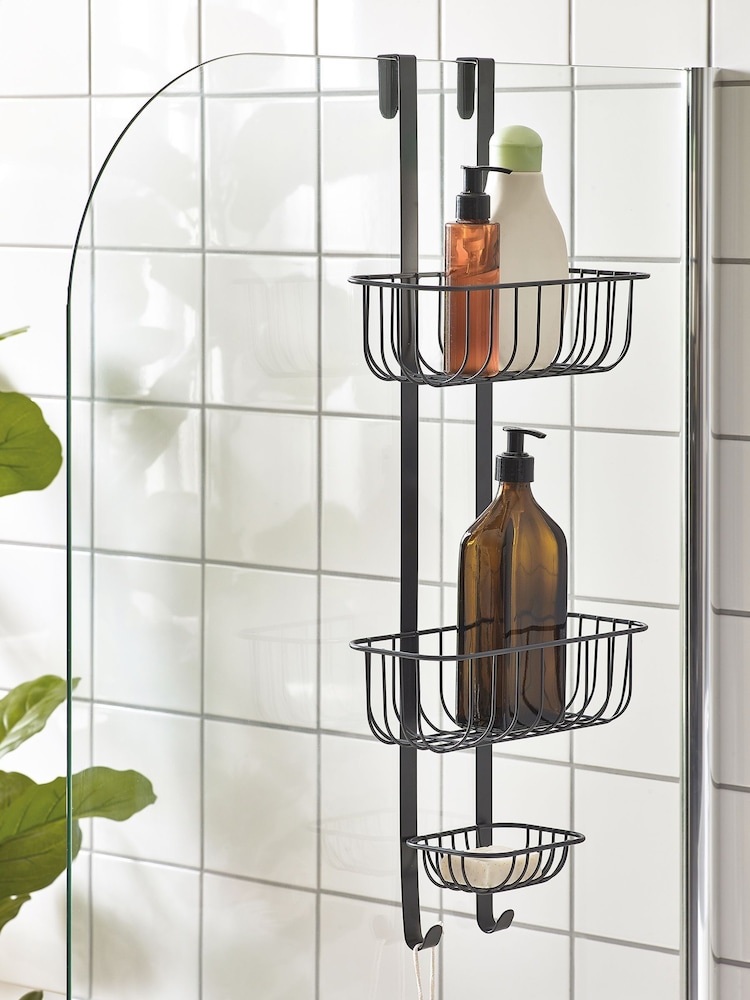 Charcoal Grey Bronx Over Door Shower Caddy - Image 1 of 3