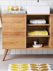Orla Kiely Yellow Trio Stem 100% Cotton Bath Mat - Image 1 of 3