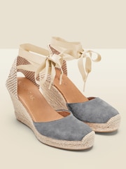 Sosandar Grey Perla Suede Valenciana Wedge Espadrilles - Image 1 of 2