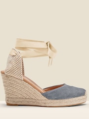 Sosandar Grey Perla Suede Valenciana Wedge Espadrilles - Image 2 of 2