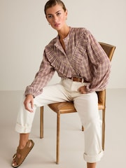 Pink/Cream Ruffle Check Long Sleeve Blouse - Image 2 of 7