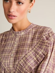 Pink/Cream Ruffle Check Long Sleeve Blouse - Image 5 of 7