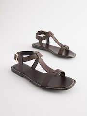 Chocolate Brown Regular/Wide Fit Forever Comfort® Leather T-Bar Sandals - Image 4 of 8