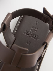 Chocolate Brown Regular/Wide Fit Forever Comfort® Leather T-Bar Sandals - Image 8 of 8