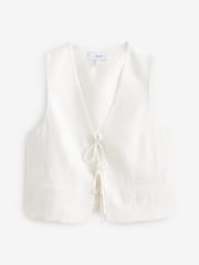 White Tie Front Textured Waistcoat - Image 5 of 6