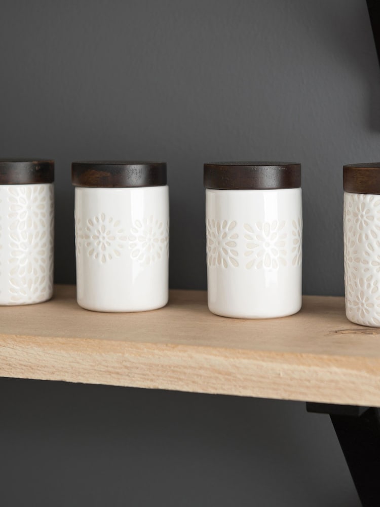 Artisan Street Set of 4 White Mini Storage Jar Set - Image 1 of 6