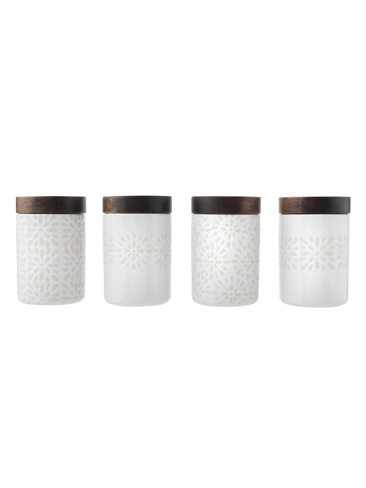 Artisan Street Set of 4 White Mini Storage Jar Set - Image 2 of 6