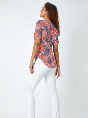 Roman Multi Textured Leaf Stretch Zip Detail Top - Image 3 of 5