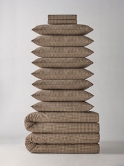 The Set 2 Pack Natural Gingham Cosy Brushed Cotton Bedsets with Fitted Sheets and Extra Pillowcases - Image 1 of 4