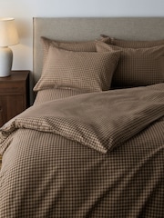 The Set 2 Pack Natural Gingham Cosy Brushed Cotton Bedsets with Fitted Sheets and Extra Pillowcases - Image 2 of 4