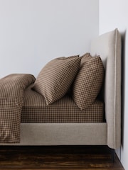 The Set 2 Pack Natural Gingham Cosy Brushed Cotton Bedsets with Fitted Sheets and Extra Pillowcases - Image 3 of 4