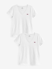 Levi's® White 100% Cotton V-Neck T-Shirts 2 Pack - Image 1 of 4