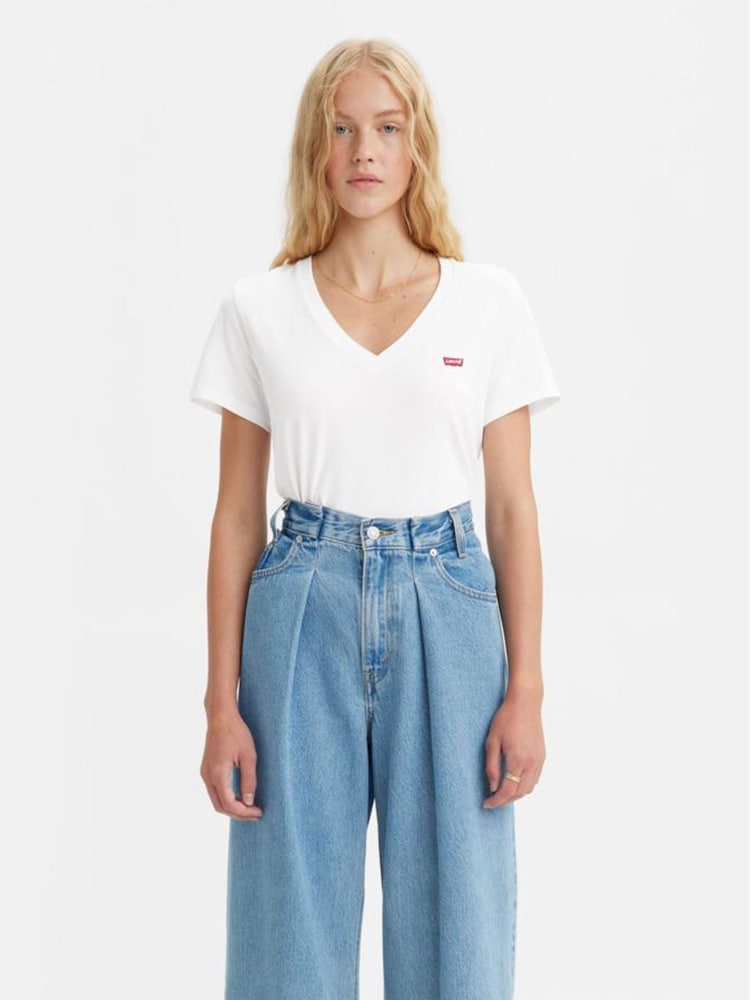 Levi's® White 100% Cotton V-Neck T-Shirts 2 Pack - Image 2 of 4 Levi's® White 100% Cotton V-Neck T-Shirts 2 Pack - Image 2 of 4