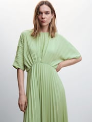 Mango White Pleated Long Dress - Image 1 of 5