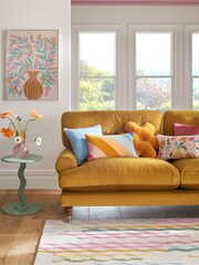 Multi Pastel Velvet Stripe Cushion - Image 3 of 5