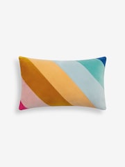 Multi Pastel Velvet Stripe Cushion - Image 4 of 5
