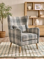 Versatile Check Nevis Grey Pendry Large Highback Armchair - Image 1 of 6
