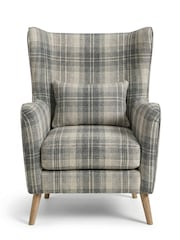 Versatile Check Nevis Grey Pendry Large Highback Armchair - Image 2 of 6