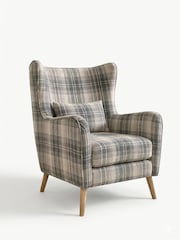 Versatile Check Nevis Grey Pendry Large Highback Armchair - Image 3 of 6