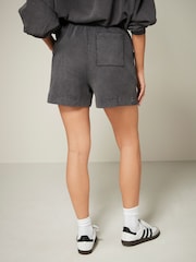 Charcoal Grey Washed Bermuda Knee Jersey Shorts - Image 4 of 6