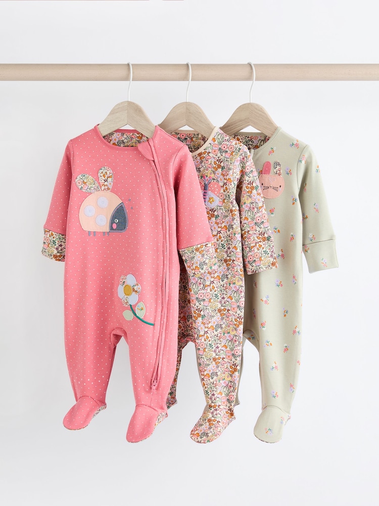 Multi Ladybird Baby Character Zip 100% Cotton Sleepsuits 3 Pack (0mths-2yrs) - Image 1 of 13 Multi Ladybird Baby Character Zip 100% Cotton Sleepsuits 3 Pack (0mths-2yrs) - Image 1 of 13