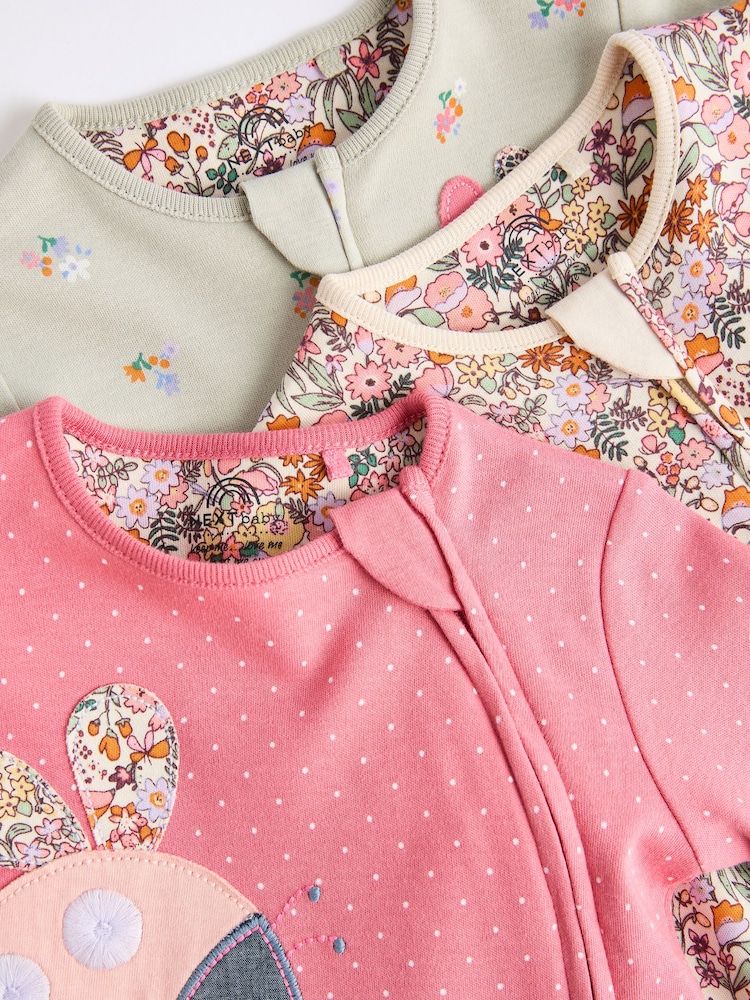 Multi Coccinelle - Bébé Personnage Zip 100% Coton Combinaisons de nuit 3 Lot (0mths-2yrs) - Image 4 of 13