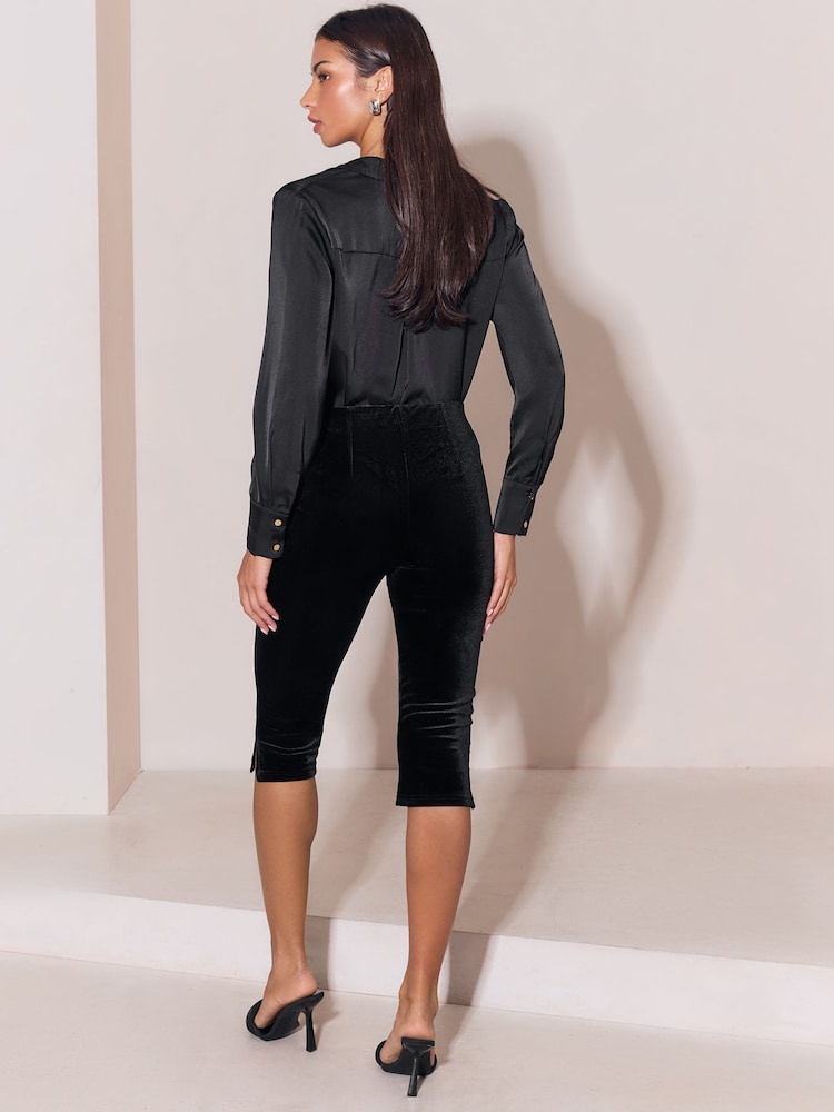 Lipsy X Samie Elishi Black Velvet Capri - Image 7 of 7 Lipsy X Samie Elishi Black Velvet Capri - Image 7 of 7