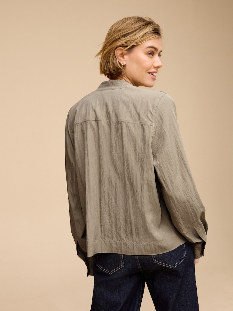 Khaki Green Long Sleeve Utility Blouse - Image 2 of 4 Khaki Green Long Sleeve Utility Blouse - Image 2 of 4