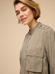 Khaki Green Long Sleeve Utility Blouse - Image 4 of 4
