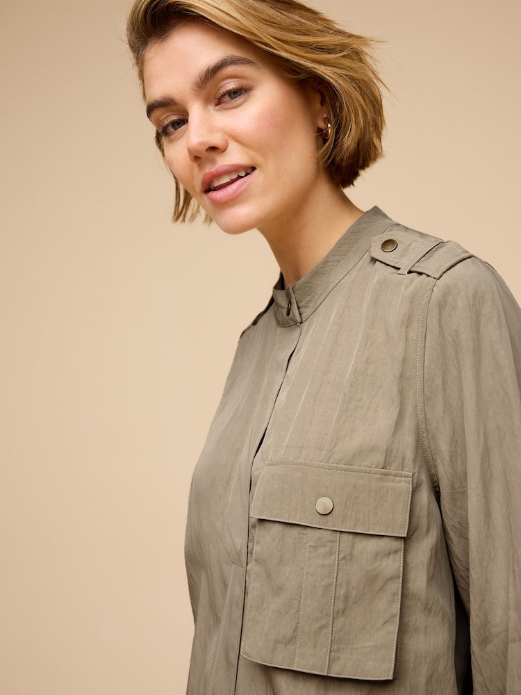 Khaki Green Long Sleeve Utility Blouse - Image 4 of 4 Khaki Green Long Sleeve Utility Blouse - Image 4 of 4