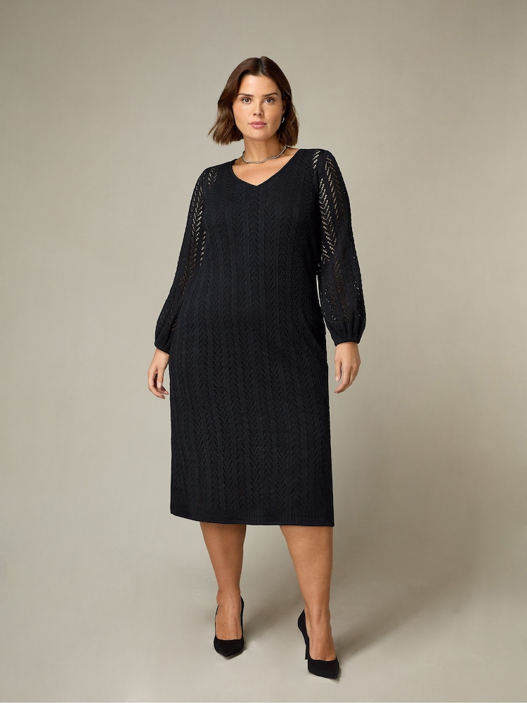 Live Unlimited Black Curve Crochet Knit Dress - Image 1 of 6