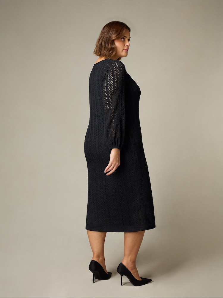 Live Unlimited Black Curve Crochet Knit Dress - Image 2 of 6