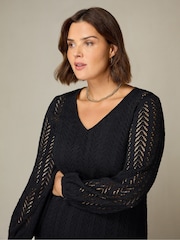 Live Unlimited Black Curve Crochet Knit Dress - Image 5 of 6