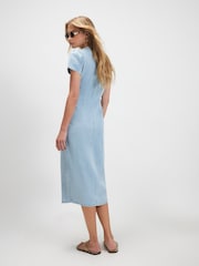 River Island Blue Button Cap Sleeve Denim Mini Dress - Image 2 of 4