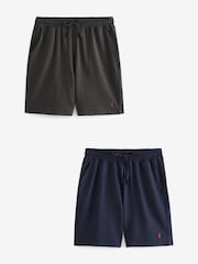 Navy Blue/Dark Grey Lightweight 100% Cotton Joggers Shorts 2 Pack - Image 1 of 11