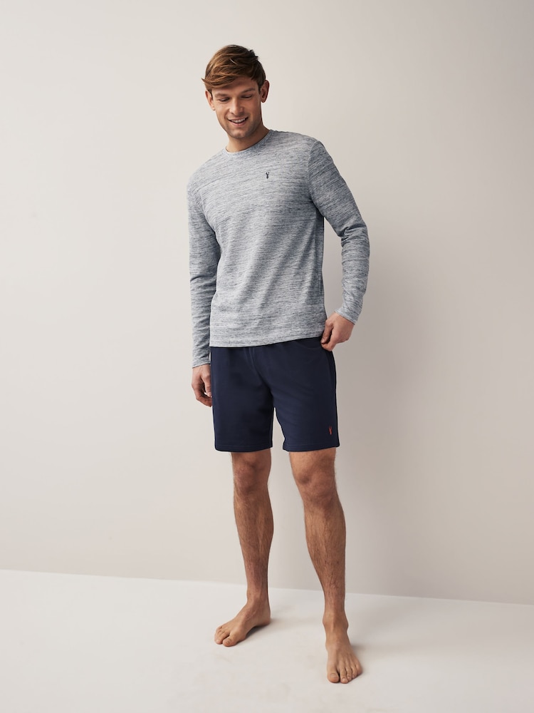 Navy Blue/Dark Grey Lightweight 100% Cotton Joggers Shorts 2 Pack - Image 2 of 11