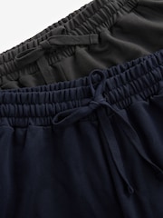 Navy Blue/Dark Grey Lightweight 100% Cotton Joggers Shorts 2 Pack - Image 9 of 11