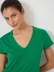 Hush Green Slim Fit Slub Cotton V-Neck T-Shirt - Image 4 of 5