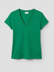 Hush Green Slim Fit Slub Cotton V-Neck T-Shirt - Image 5 of 5