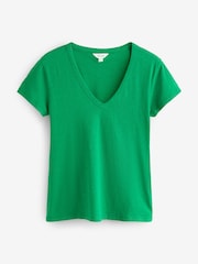 Vert - Hush T-shirt Coupe ajustée en coton flammé à Col en V - Image 6 sur 6