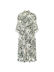 Live Unlimited Green Curve Abstract Print Button Through Shirt Dress - Image 4 of 4