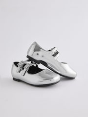 Silver Metallic Double Strap Shoes - Image 3 of 5
