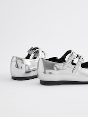 Silver Metallic Double Strap Shoes - Image 4 of 5