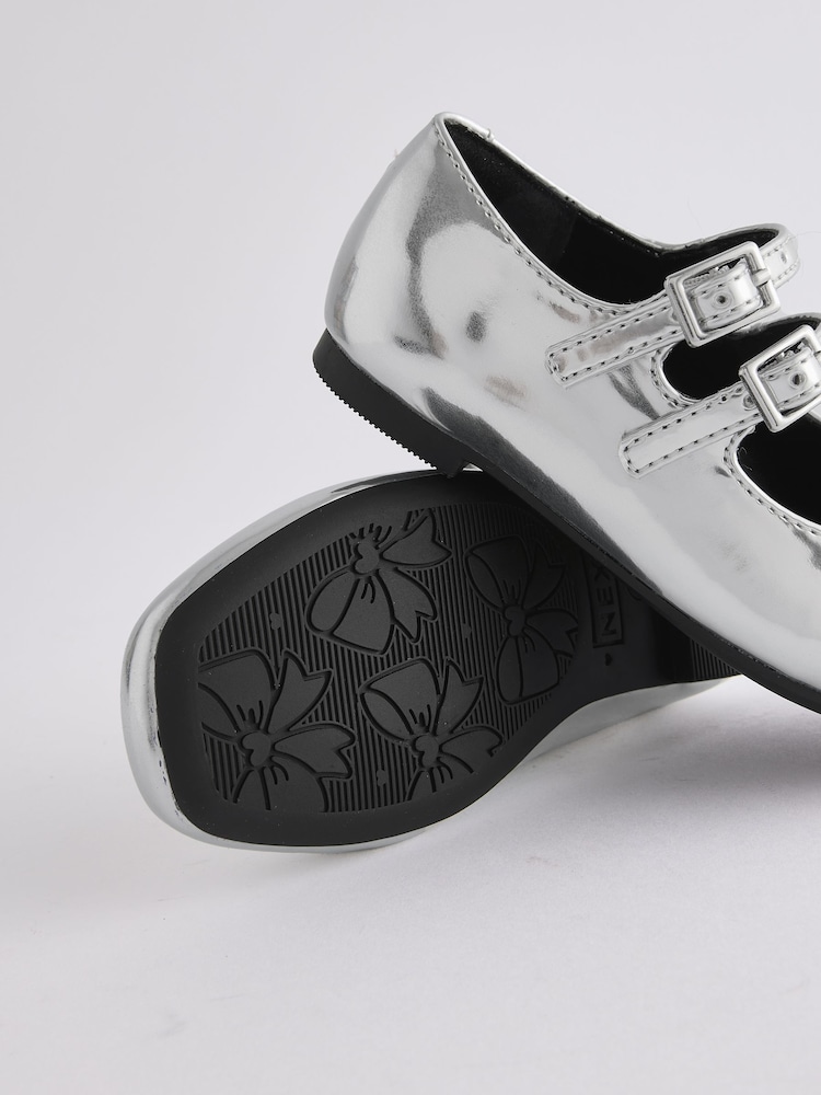 Silver Metallic Double Strap Shoes - Image 5 of 5