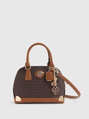 River Island Brown Monogram Metal Corner Cross-Body Bag - Image 2 of 6