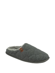 Dunlop Grey Mens Quilted Mule Slippers - Image 1 of 4