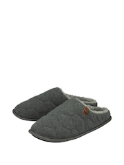 Dunlop Grey Mens Quilted Mule Slippers - Image 2 of 4